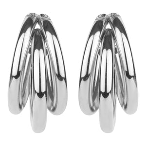 TRIBAL ZONE STUNNING SILVER  C HOOP STUD EARRING