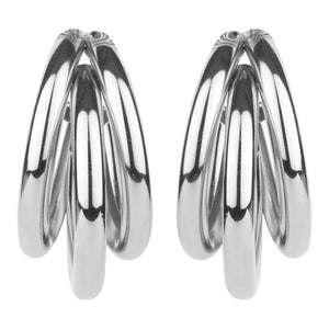 TRIBAL ZONE STUNNING SILVER  C HOOP STUD EARRING