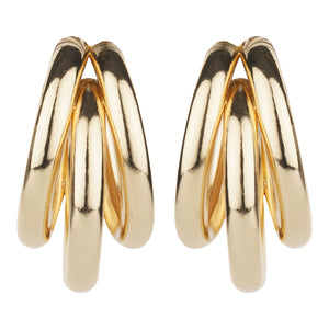 TRIBAL ZONE STUNNING GOLDEN C HOOP STUD EARRING