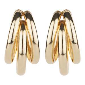 TRIBAL ZONE STUNNING GOLDEN C HOOP STUD EARRING