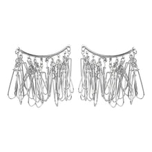 Load image into Gallery viewer, Silver-Toned Crescent Fringe Tassel Dangler Earrings