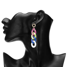 Load image into Gallery viewer, Vibrant Multi-Color Chain Link Earrings