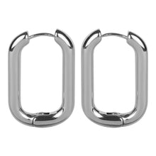 Load image into Gallery viewer, Silver Rectangular Hoop Earrings