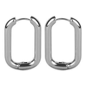 Silver Rectangular Hoop Earrings