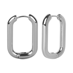 Silver Rectangular Hoop Earrings