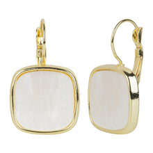 Load image into Gallery viewer, Elegant Gold earrings with square white stones