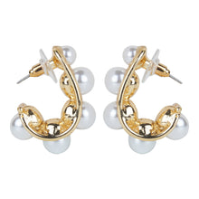 Load image into Gallery viewer, Pearl hoop earrings with gold accents
