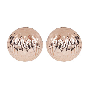 Rose gold textured round earrings
