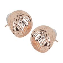 Load image into Gallery viewer, Rose gold textured round earrings