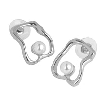 Load image into Gallery viewer, Modern Silver Frame Pearl Earrings