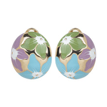 Load image into Gallery viewer, Gold Earrings With Multicolored Floral Detail