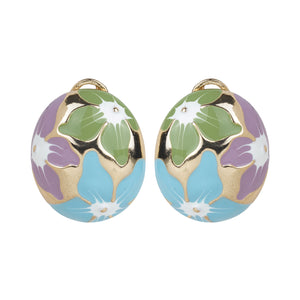 Gold Earrings With Multicolored Floral Detail