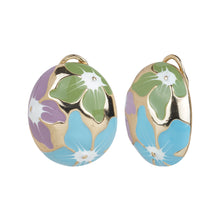Load image into Gallery viewer, Gold Earrings With Multicolored Floral Detail
