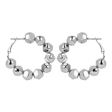 Load image into Gallery viewer, Silver/Gold hoop earrings with geometric beads
