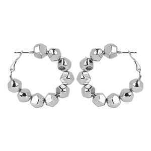 Silver/Gold hoop earrings with geometric beads