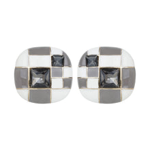 Load image into Gallery viewer, Pair of checkered earrings with black stone details