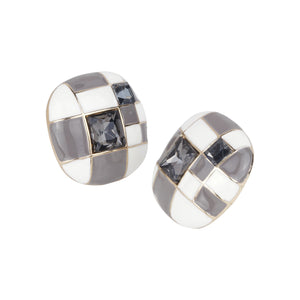 Pair of checkered earrings with black stone details