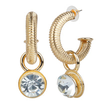 Load image into Gallery viewer, Gold Hoop Crystal Drops