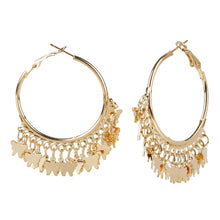 Load image into Gallery viewer, Gold hoop earrings with butterfly charms