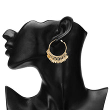 Load image into Gallery viewer, Gold hoop earrings with butterfly charms