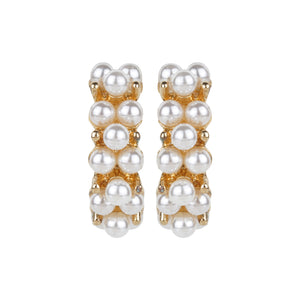 Gold and pearl hoop earrings
