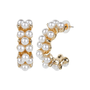Gold and pearl hoop earrings