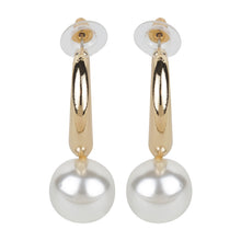 Load image into Gallery viewer, Classic Gold Hoop Earrings with Pearl Drops