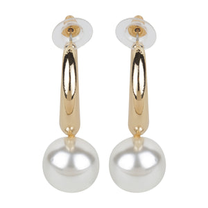 Classic Gold Hoop Earrings with Pearl Drops
