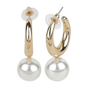 Classic Gold Hoop Earrings with Pearl Drops