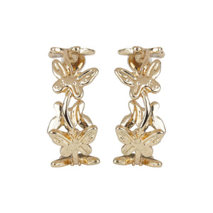 Elegant Gold/Silver Butterfly Hoop Earrings