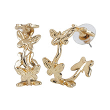 Load image into Gallery viewer, Elegant Gold/Silver Butterfly Hoop Earrings