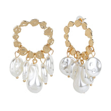 Load image into Gallery viewer, Golden Teardrop Pearl Cascade Earrings