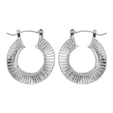Load image into Gallery viewer, Silver/Gold hoop earrings with a textured design