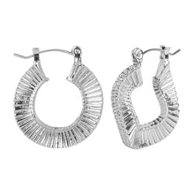 Load image into Gallery viewer, Silver/Gold hoop earrings with a textured design