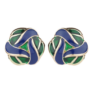 TRIBAL ZONE  CONTEMPORY BLUE GREEN STUD EARRING