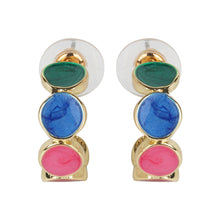 Load image into Gallery viewer, Colorful hoop earrings with gold accents