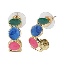Load image into Gallery viewer, Colorful hoop earrings with gold accents
