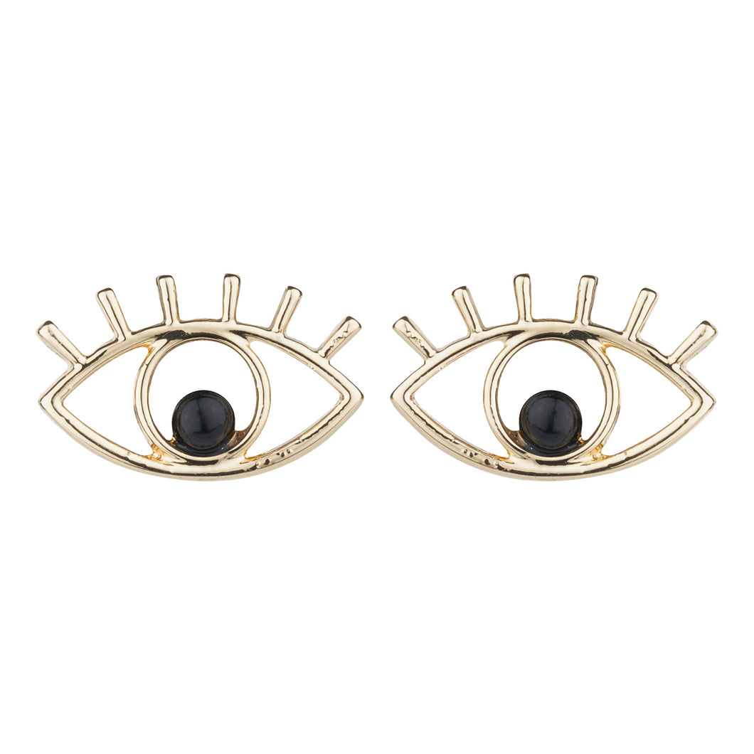 TRIBAL ZONE GOLDEN EVIL EYE STUD EARRING