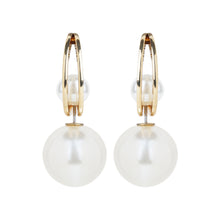 Load image into Gallery viewer, Golden Crescent Pearl Drop Earrings With Inset Pearls