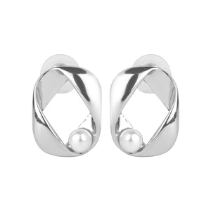 Lustrous Silver/Gold Twisted Stud Earrings