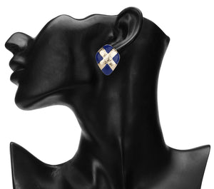 TRIBAL ZONE CLASSY BLUE STUD EARRING