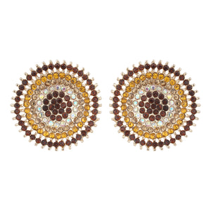 TRIBAL ZONE ETHNIC BROWN DAIMOND STUD EARRING