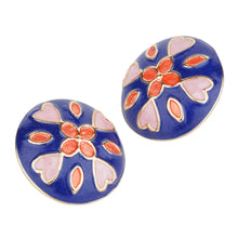Load image into Gallery viewer, TRIBAL ZONE DESGINER DEEP BLUE  ENAMEL STUD EARRING