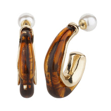 Load image into Gallery viewer, TRIBAL ZONE ELEGENT  BROWN ENAMAL C HOOP EARRING