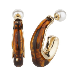 TRIBAL ZONE ELEGENT  BROWN ENAMAL C HOOP EARRING