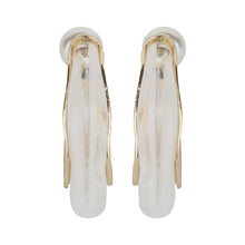 Load image into Gallery viewer, TRIBAL ZONE  SNOW WHITE ENAMAL C HOOP EARRING