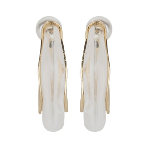 TRIBAL ZONE  SNOW WHITE ENAMAL C HOOP EARRING
