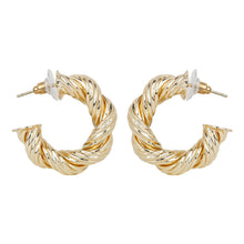 Load image into Gallery viewer, Twisted Rope Silver Hoops