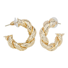 Load image into Gallery viewer, Twisted Rope Silver Hoops