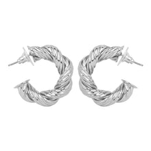 Load image into Gallery viewer, Twisted Rope Silver Hoops